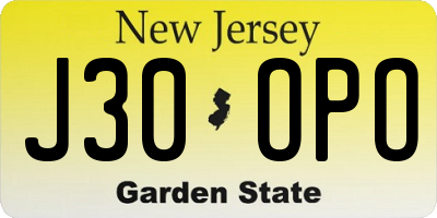NJ license plate J30OPO
