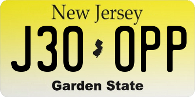 NJ license plate J30OPP