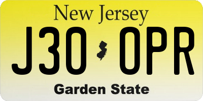 NJ license plate J30OPR