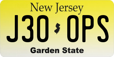 NJ license plate J30OPS