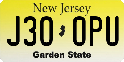 NJ license plate J30OPU