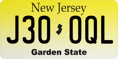 NJ license plate J30OQL