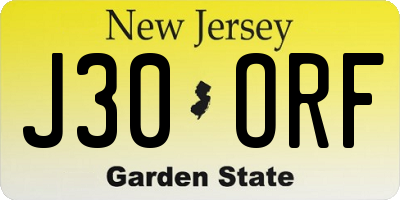 NJ license plate J30ORF