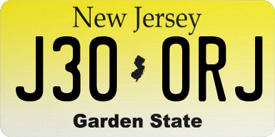 NJ license plate J30ORJ