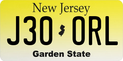 NJ license plate J30ORL