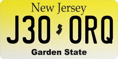 NJ license plate J30ORQ