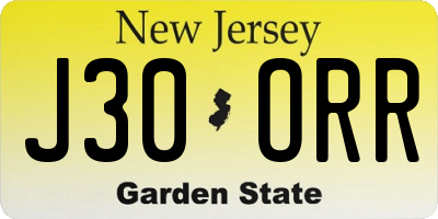 NJ license plate J30ORR