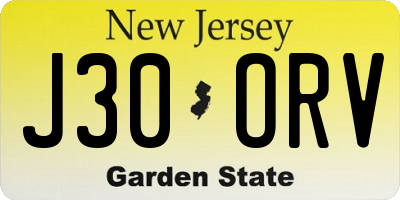NJ license plate J30ORV