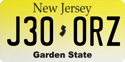 NJ license plate J30ORZ