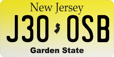 NJ license plate J30OSB