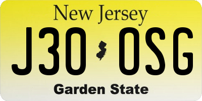 NJ license plate J30OSG