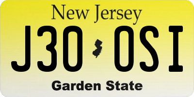 NJ license plate J30OSI
