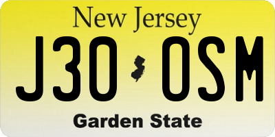 NJ license plate J30OSM