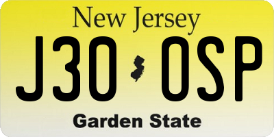 NJ license plate J30OSP