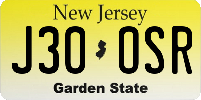 NJ license plate J30OSR