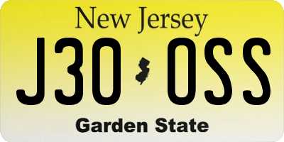 NJ license plate J30OSS