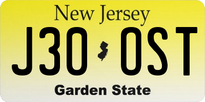 NJ license plate J30OST