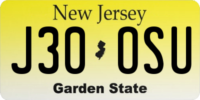 NJ license plate J30OSU