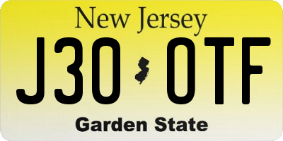 NJ license plate J30OTF