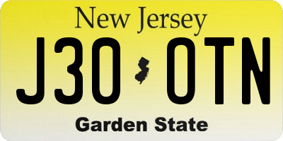 NJ license plate J30OTN