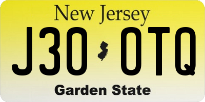 NJ license plate J30OTQ