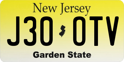 NJ license plate J30OTV