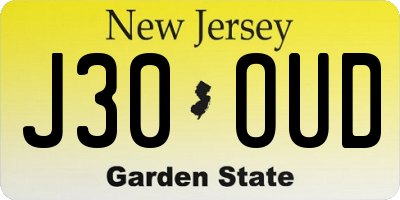 NJ license plate J30OUD