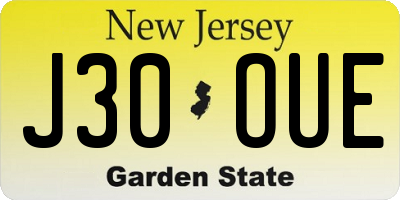 NJ license plate J30OUE