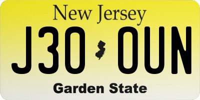 NJ license plate J30OUN