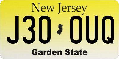 NJ license plate J30OUQ