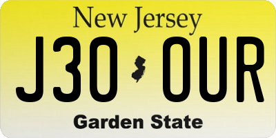 NJ license plate J30OUR