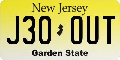 NJ license plate J30OUT