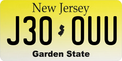NJ license plate J30OUU