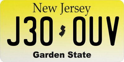 NJ license plate J30OUV
