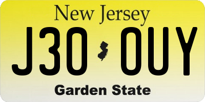 NJ license plate J30OUY