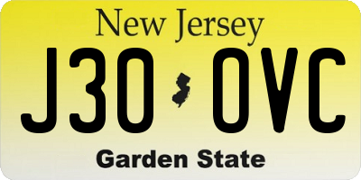 NJ license plate J30OVC