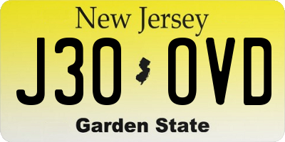 NJ license plate J30OVD