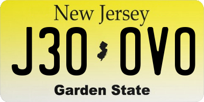 NJ license plate J30OVO