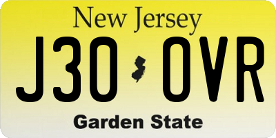 NJ license plate J30OVR