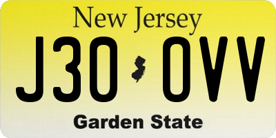 NJ license plate J30OVV