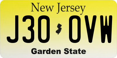 NJ license plate J30OVW
