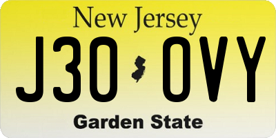 NJ license plate J30OVY