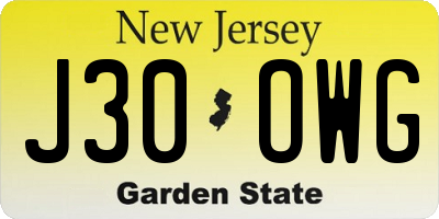 NJ license plate J30OWG