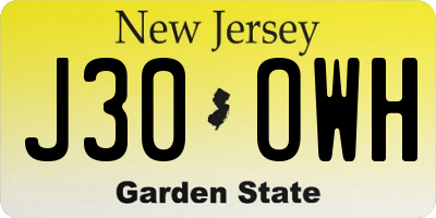 NJ license plate J30OWH