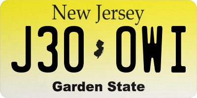 NJ license plate J30OWI