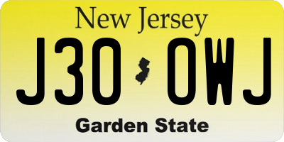 NJ license plate J30OWJ