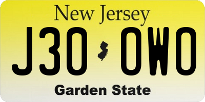 NJ license plate J30OWO