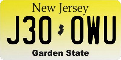 NJ license plate J30OWU