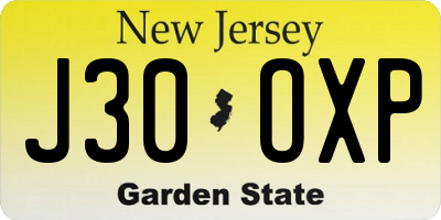 NJ license plate J30OXP