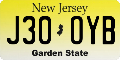 NJ license plate J30OYB